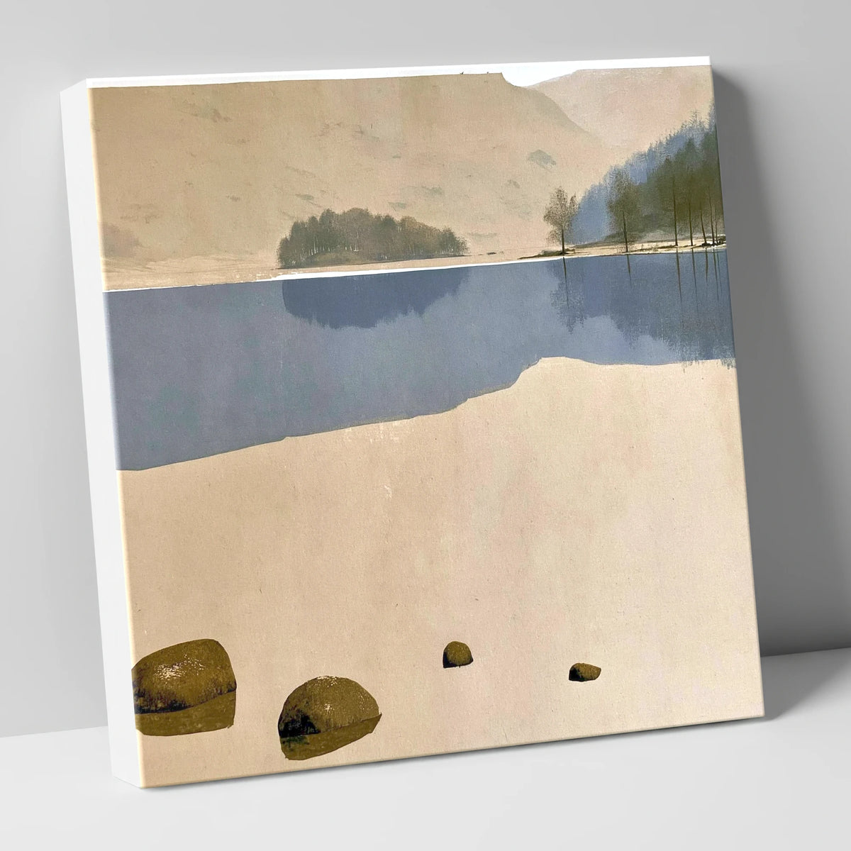 Mossy Boulders at Rydal Water lake district lake canvas wall art