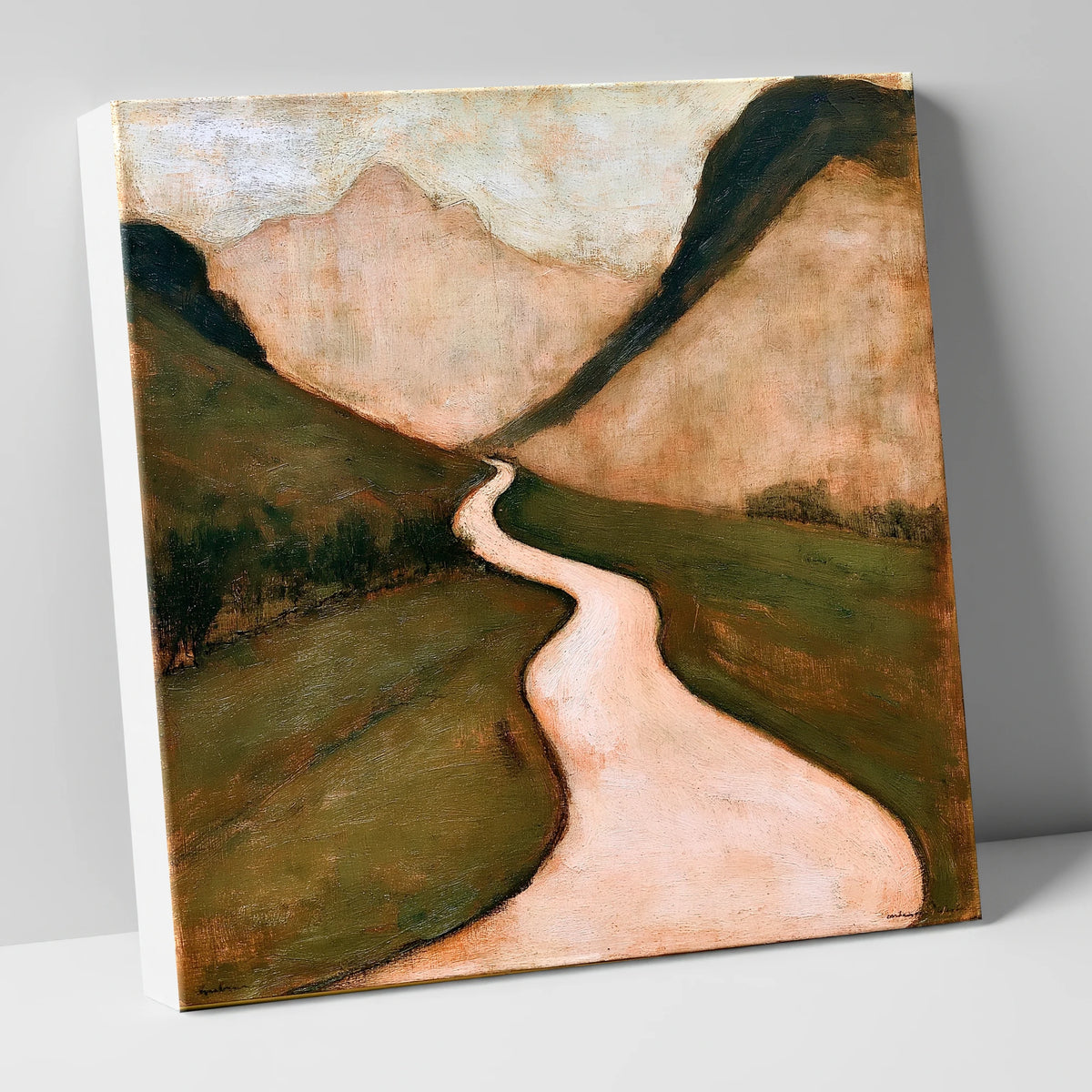 Winding Mountain Pass in Warm Tones lake district valley canvas wall art