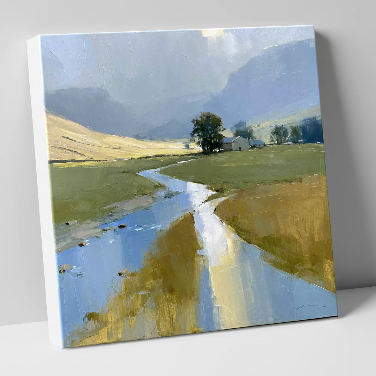 Golden Light on Valley Beck lake district valley canvas wall art