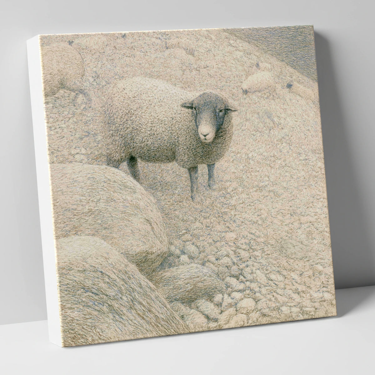 Herdwick Sheep on Textured Fellside lake district wildlife canvas wall art
