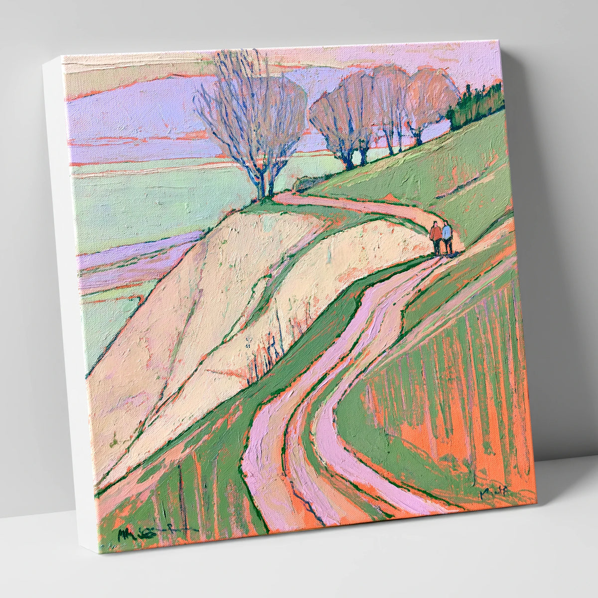 Walkers on a Winding Mountain Path lake district walking canvas wall art