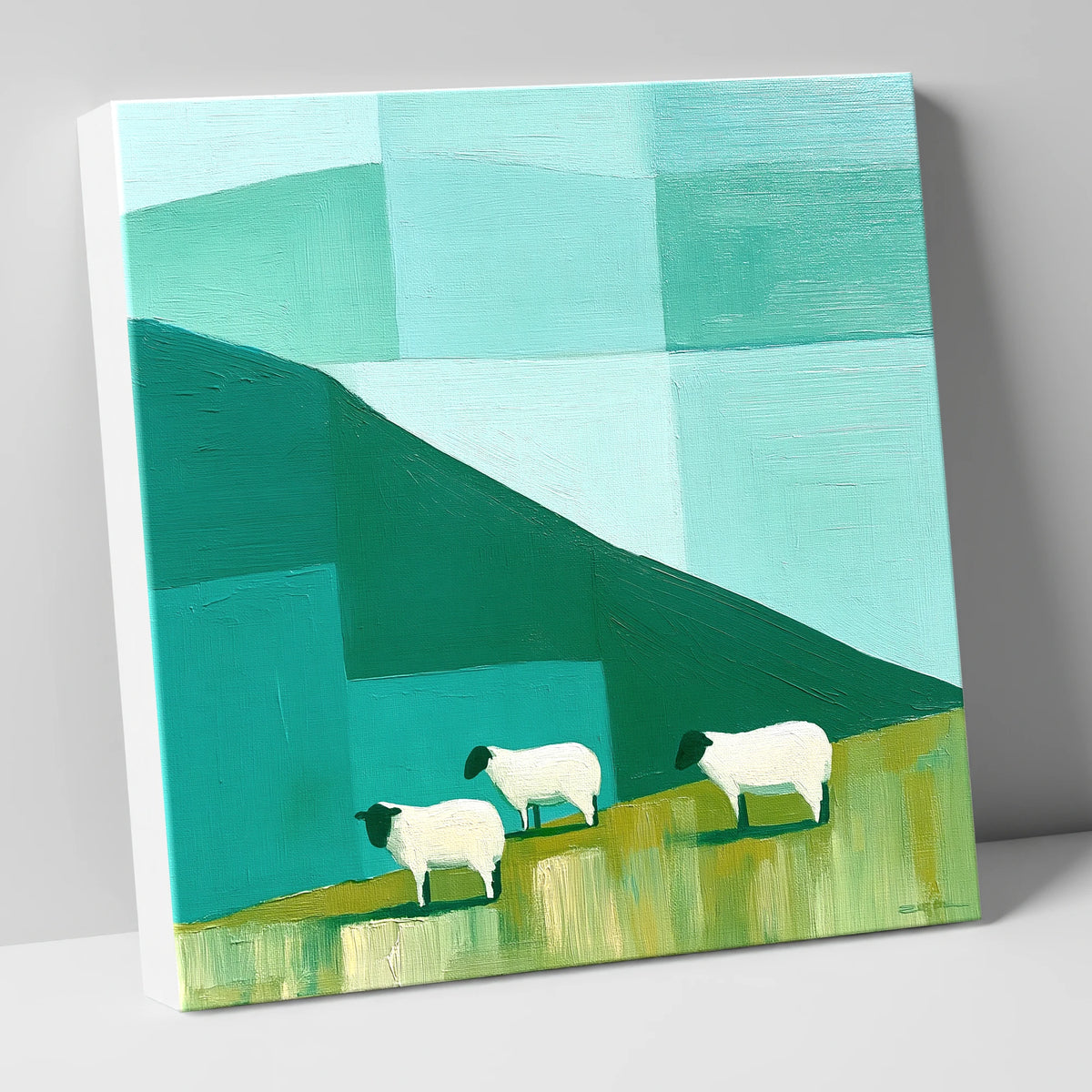 Herdwick Sheep on Teal Fellside lake district wildlife canvas wall art