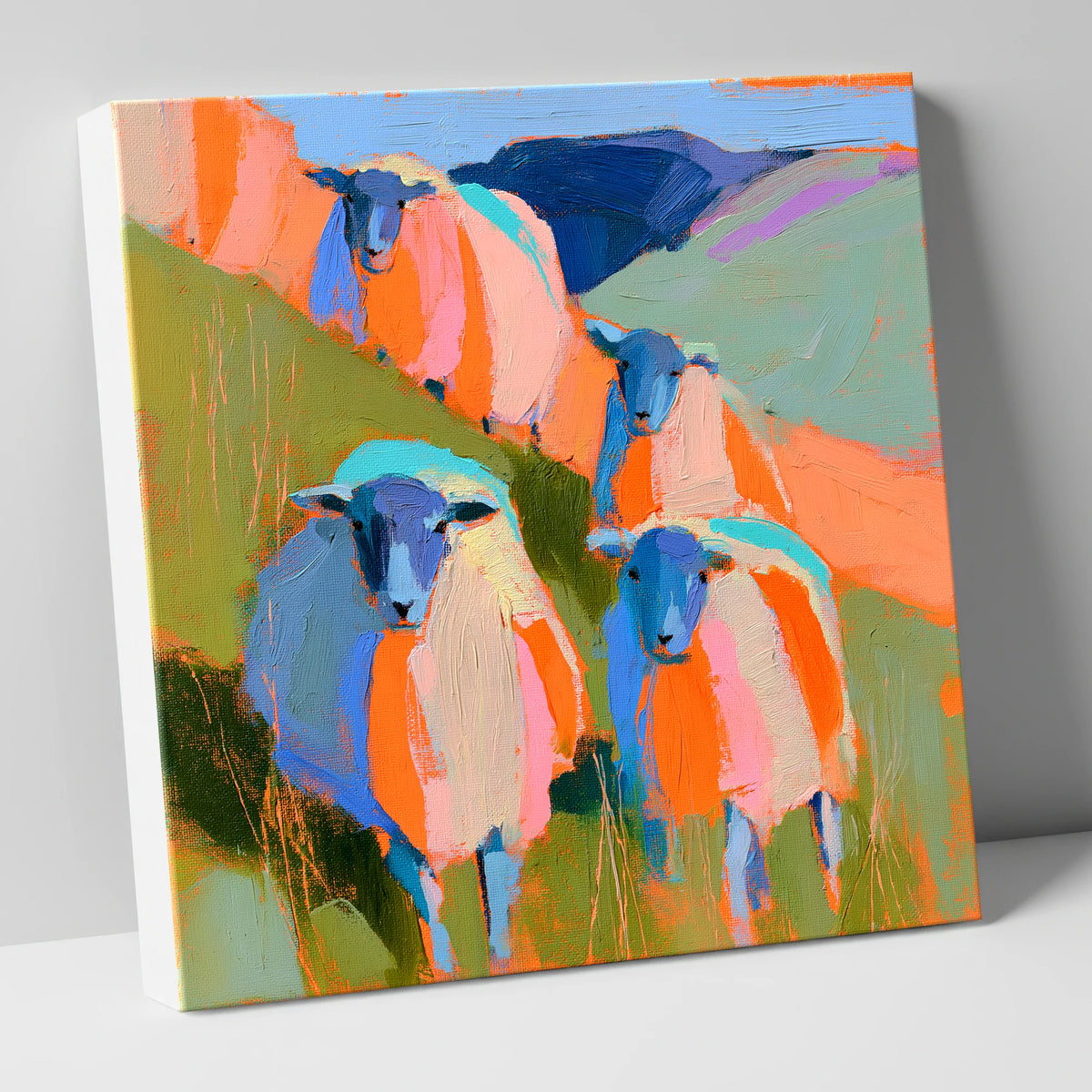 Vibrant Herdwick Sheep on Fellside lake district wildlife canvas wall art