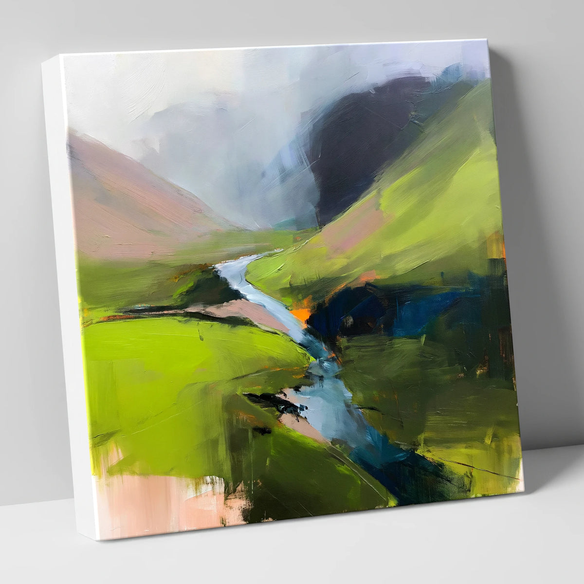 Winding River and Vibrant Fells lake district waterfall canvas wall art