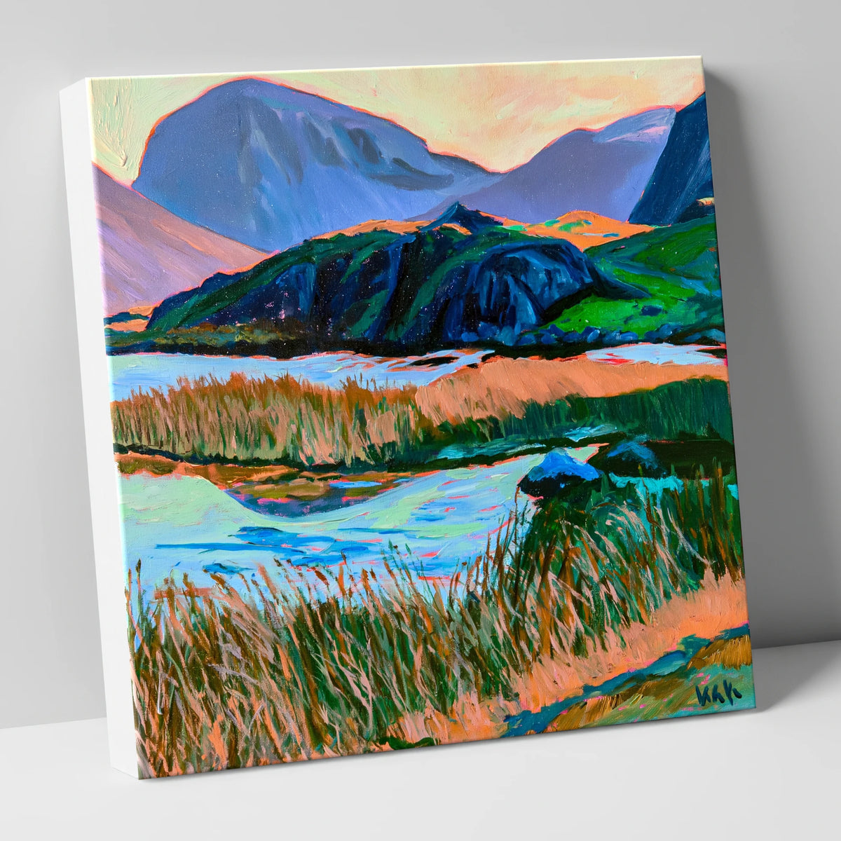 Vivid Tarn Beneath Haystacks lake district fell canvas wall art