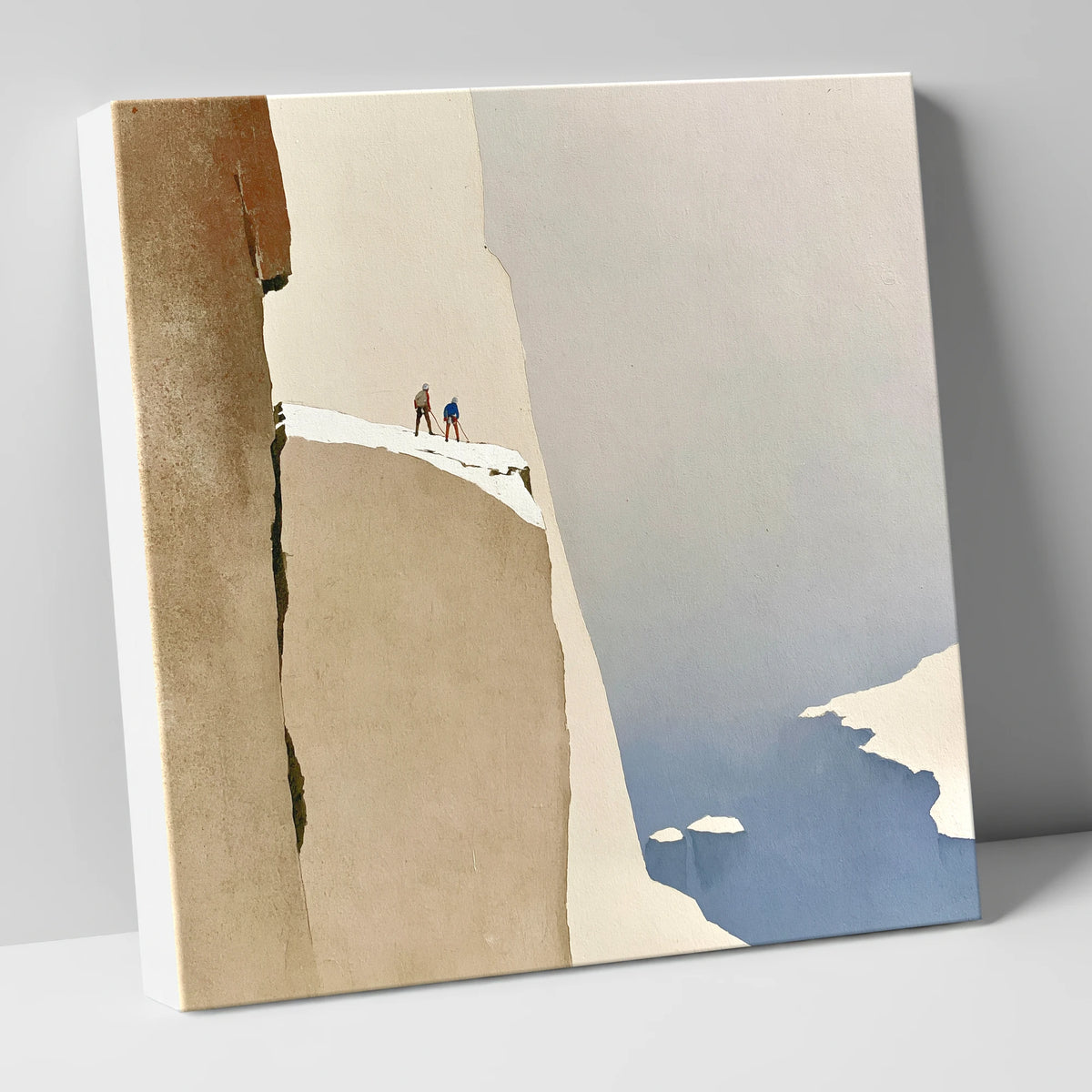 Climbers on a Snowy Precipice lake district walking canvas wall art
