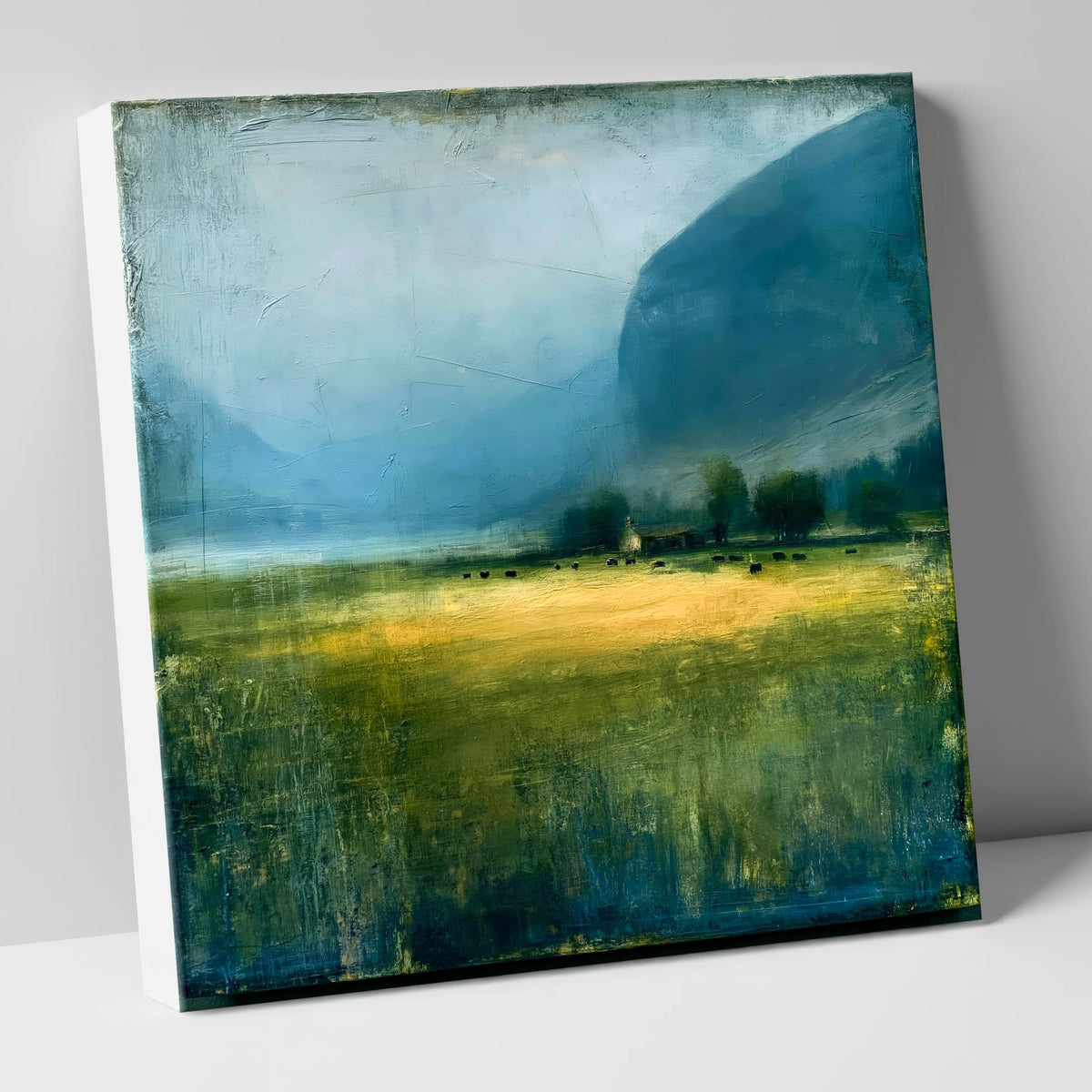 Sunlit Valley Beneath Dark Fells lake district valley canvas wall art