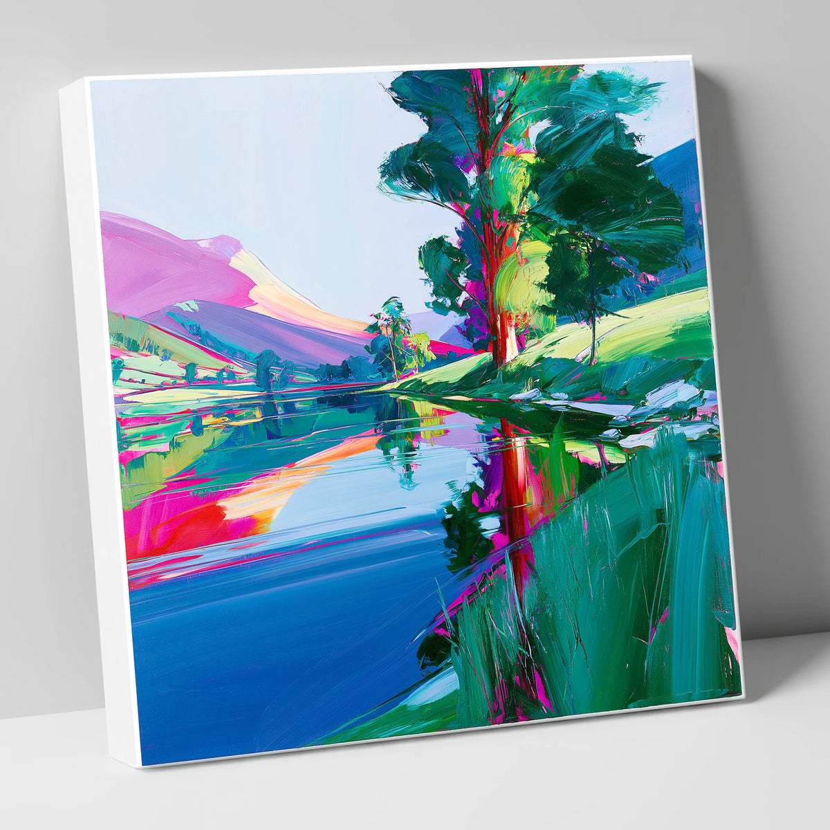 Colourful Fells and Lake Reflections lake district lake canvas wall art