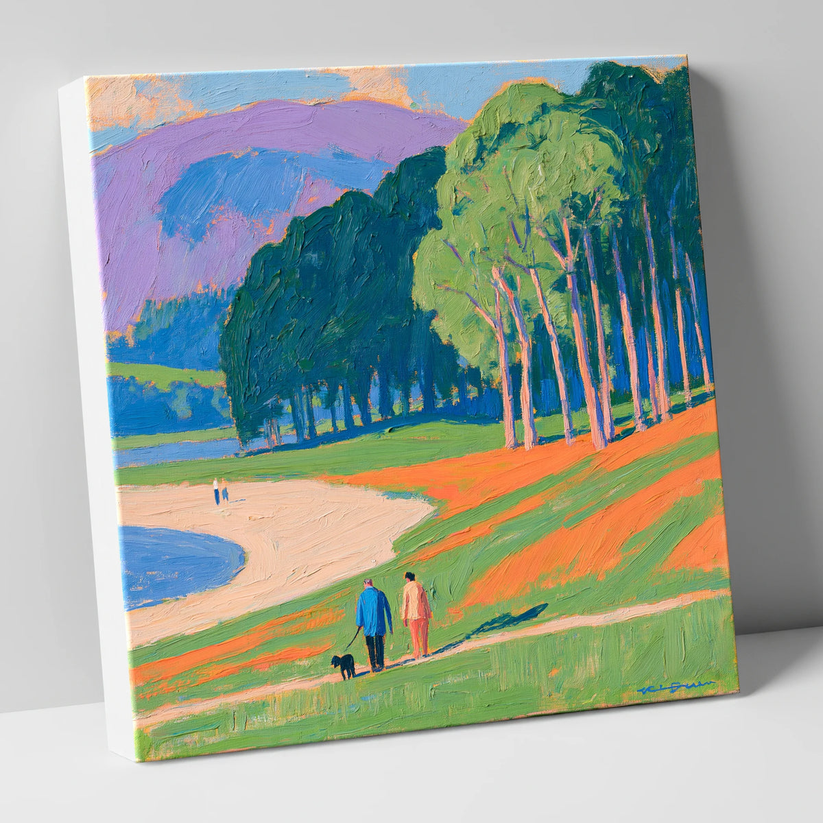 Vibrant Ambleside Dog Walk gifts for dog walkers canvas wall art