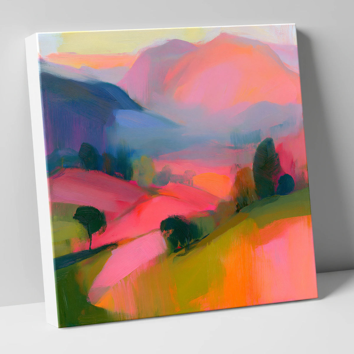 Vivid Pink Valley Mist lake district sky canvas wall art