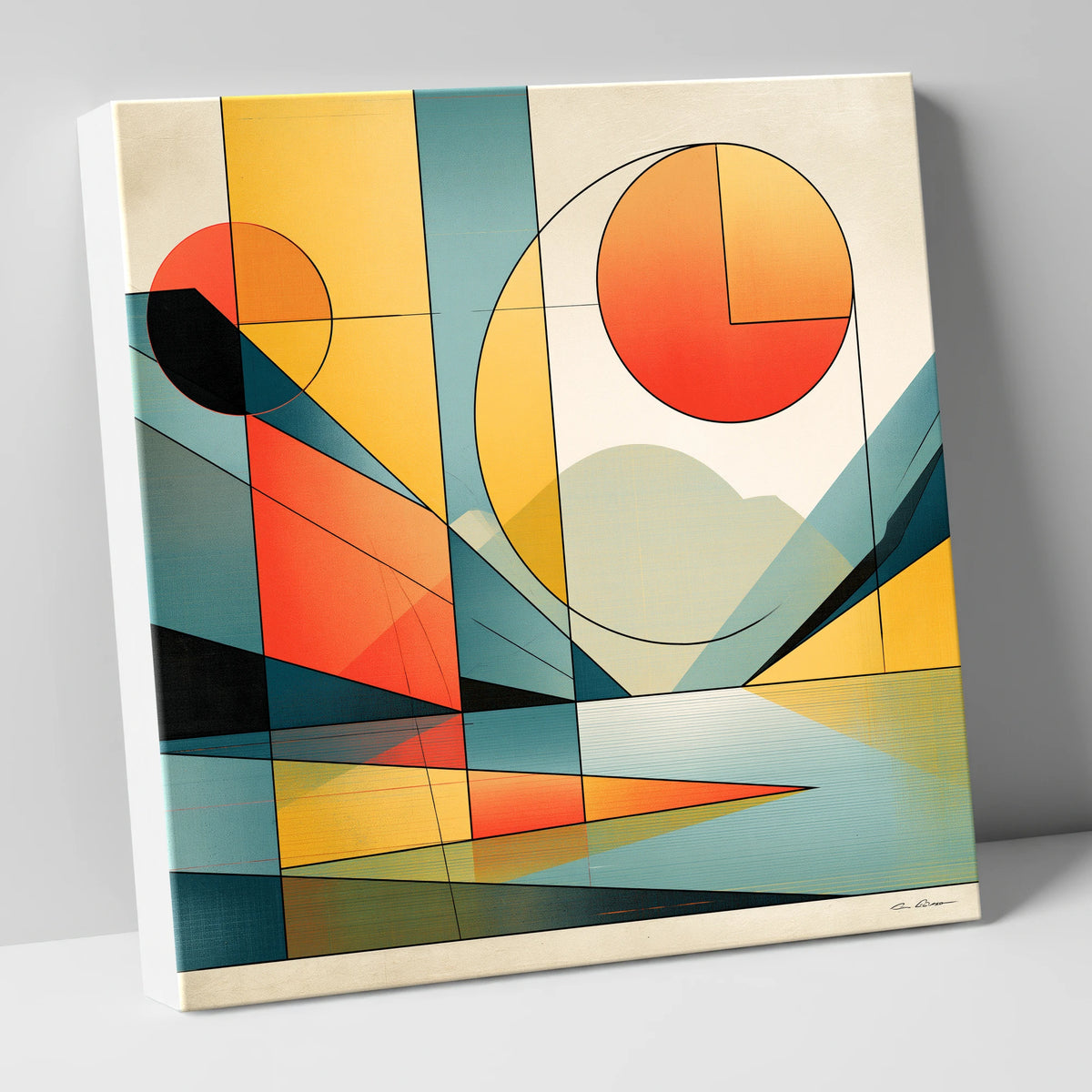 Abstract Geometric Lake And Fells lake district lake canvas wall art