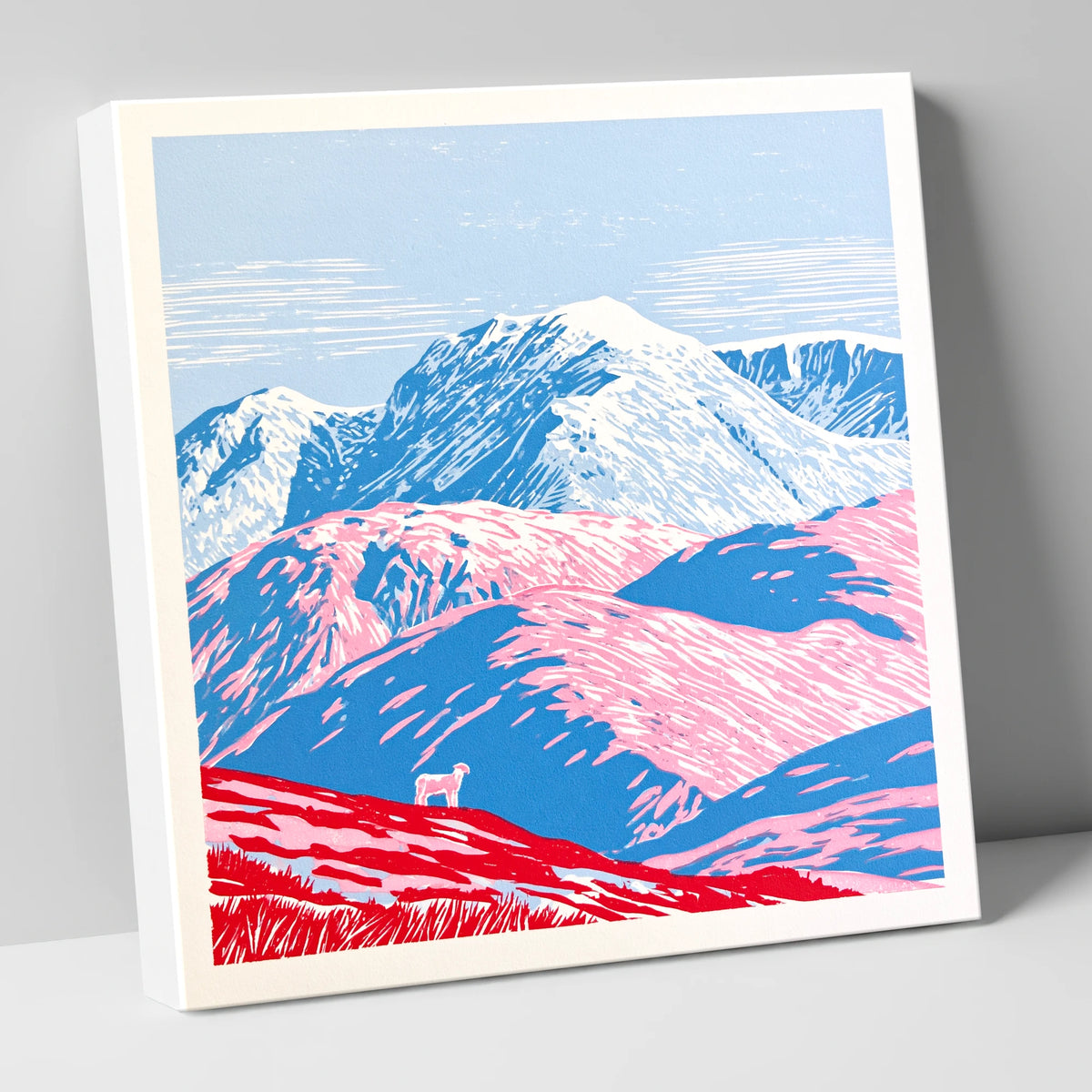 Vivid Pink Fells Below Bowfell lake district fell canvas wall art