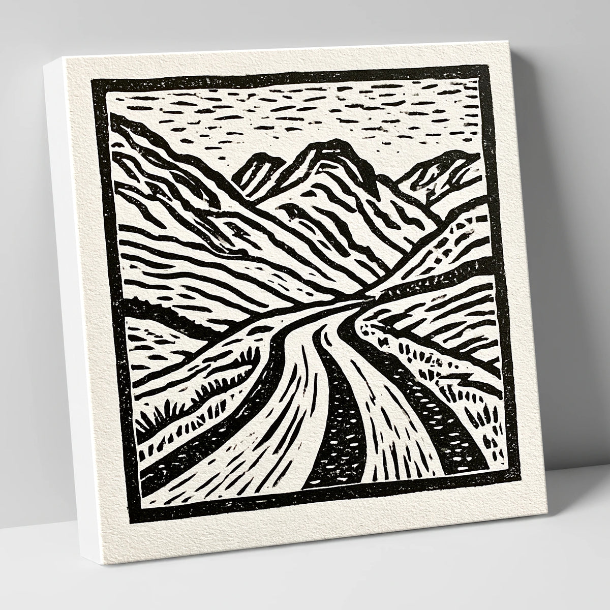 Hardknott Pass in Stark Monochrome lake district valley canvas wall art