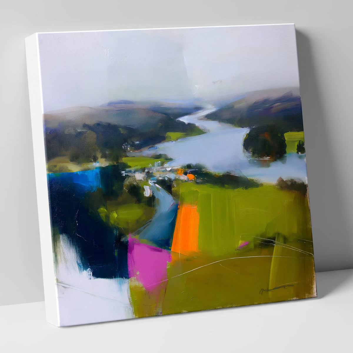 Vibrant Ambleside Lake View lake district village canvas wall art