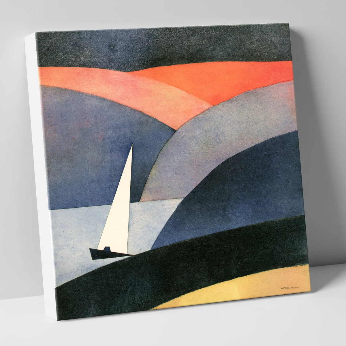 Lake Sailing Beneath Bold Fells lake district walking canvas wall art