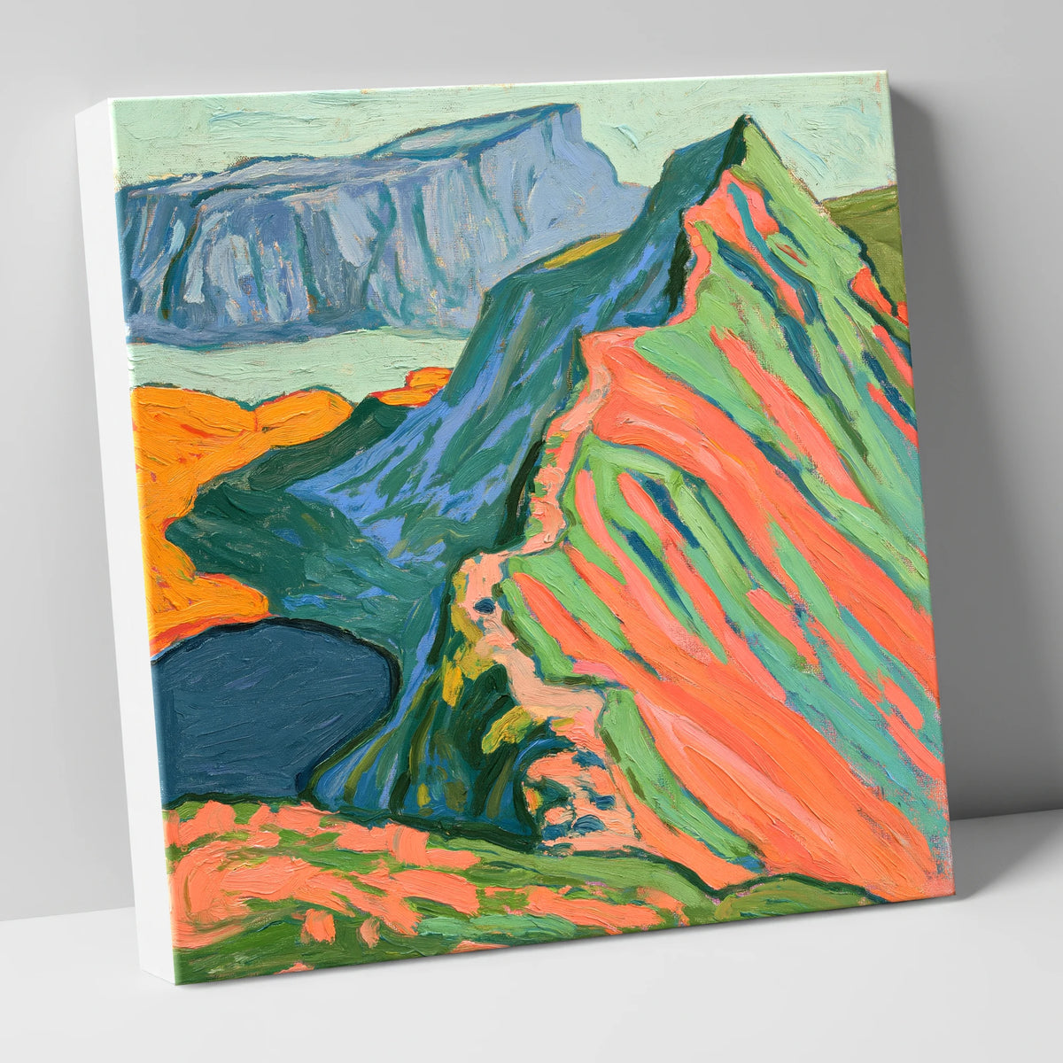 Striding Edge In Neon Hues lake district walking canvas wall art