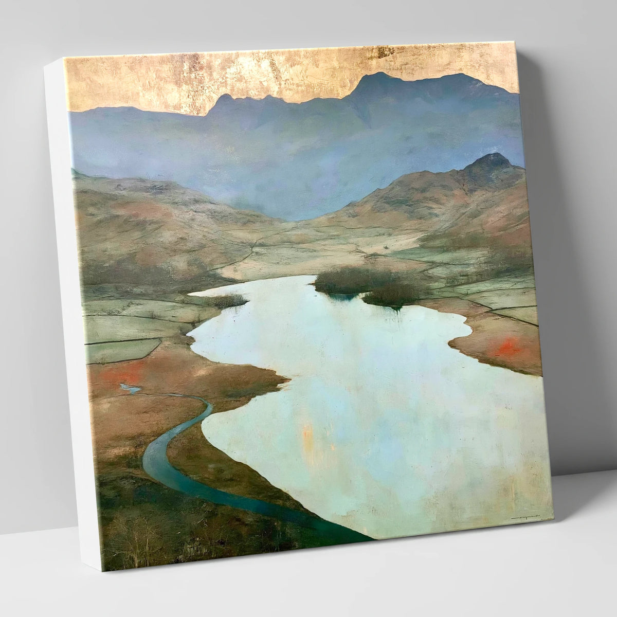 Golden Sky Over Elter Water lake district lake canvas wall art