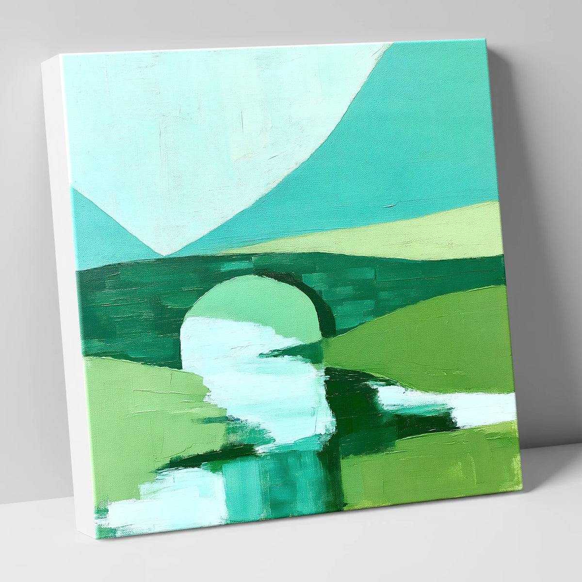 Abstract Teal Bridge Over Beck lake district waterfall canvas wall art