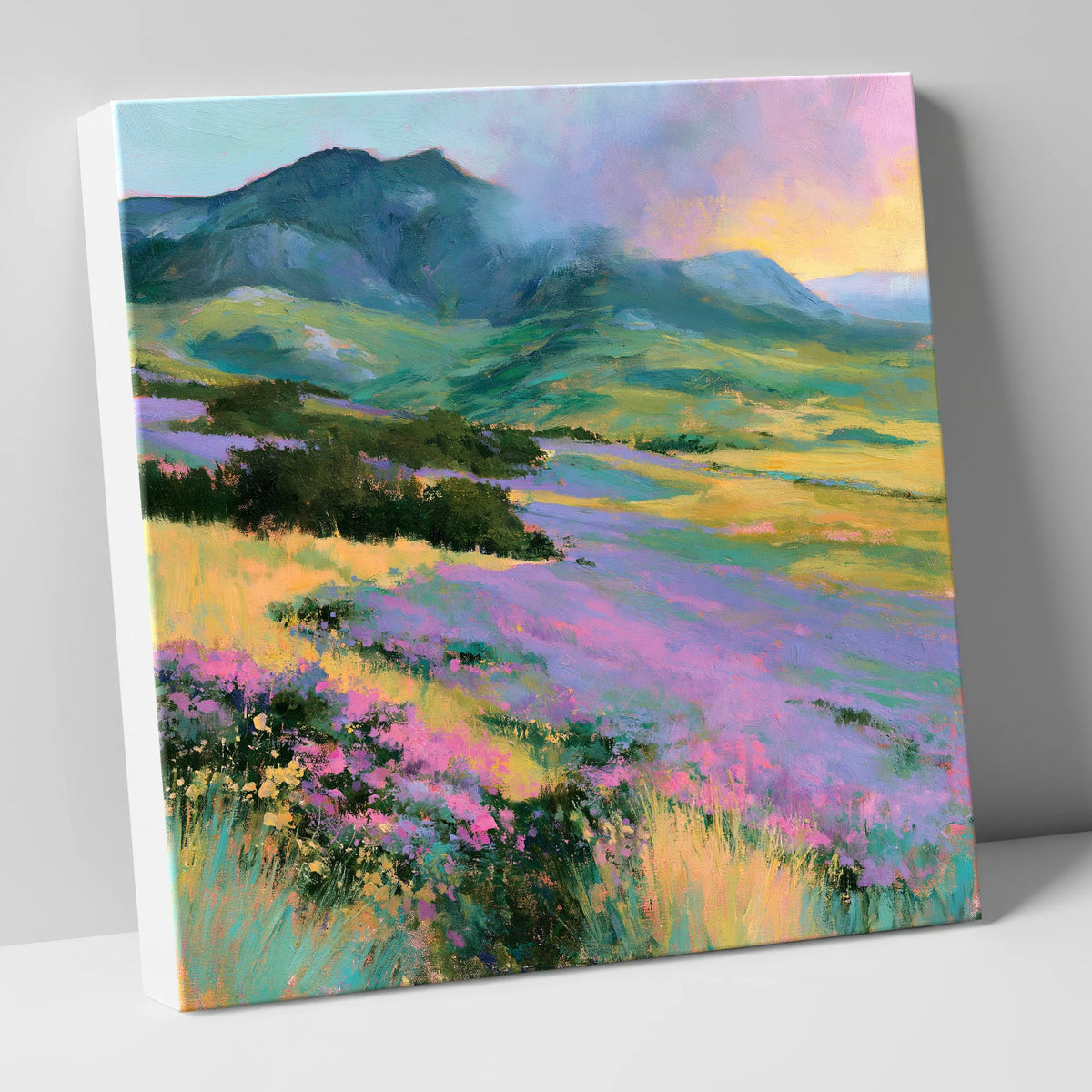Vivid Heather on Lakeland Fells flowers & fellsides canvas wall art