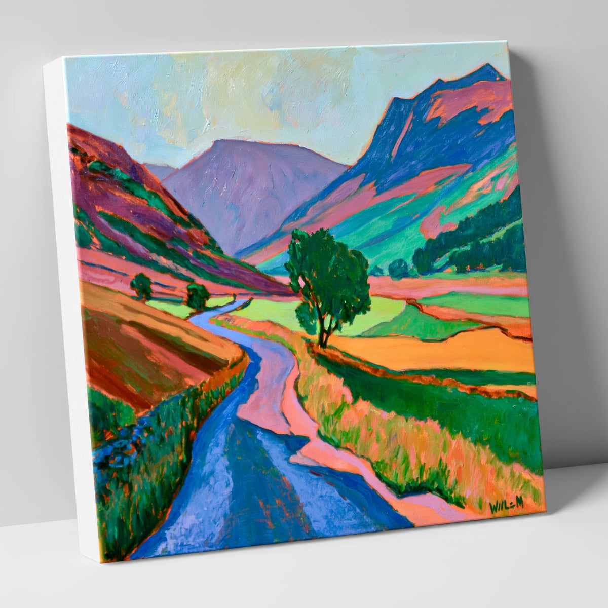 Winding Road Through Vibrant Fells lake district valley canvas wall art