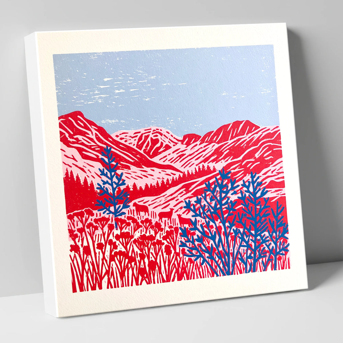 Vibrant Red Borrowdale Fells lake district valley canvas wall art