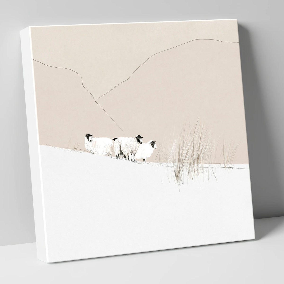Herdwick Sheep on Minimalist Fell lake district wildlife canvas wall art