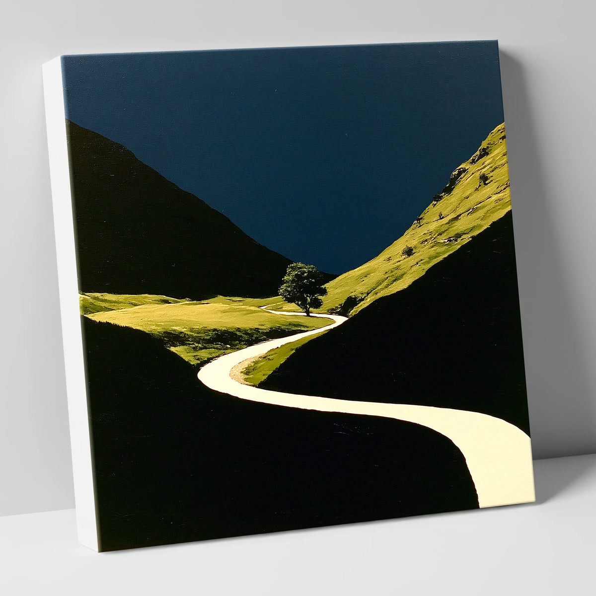 Winding River Through Dark Valley lake district waterfall canvas wall art
