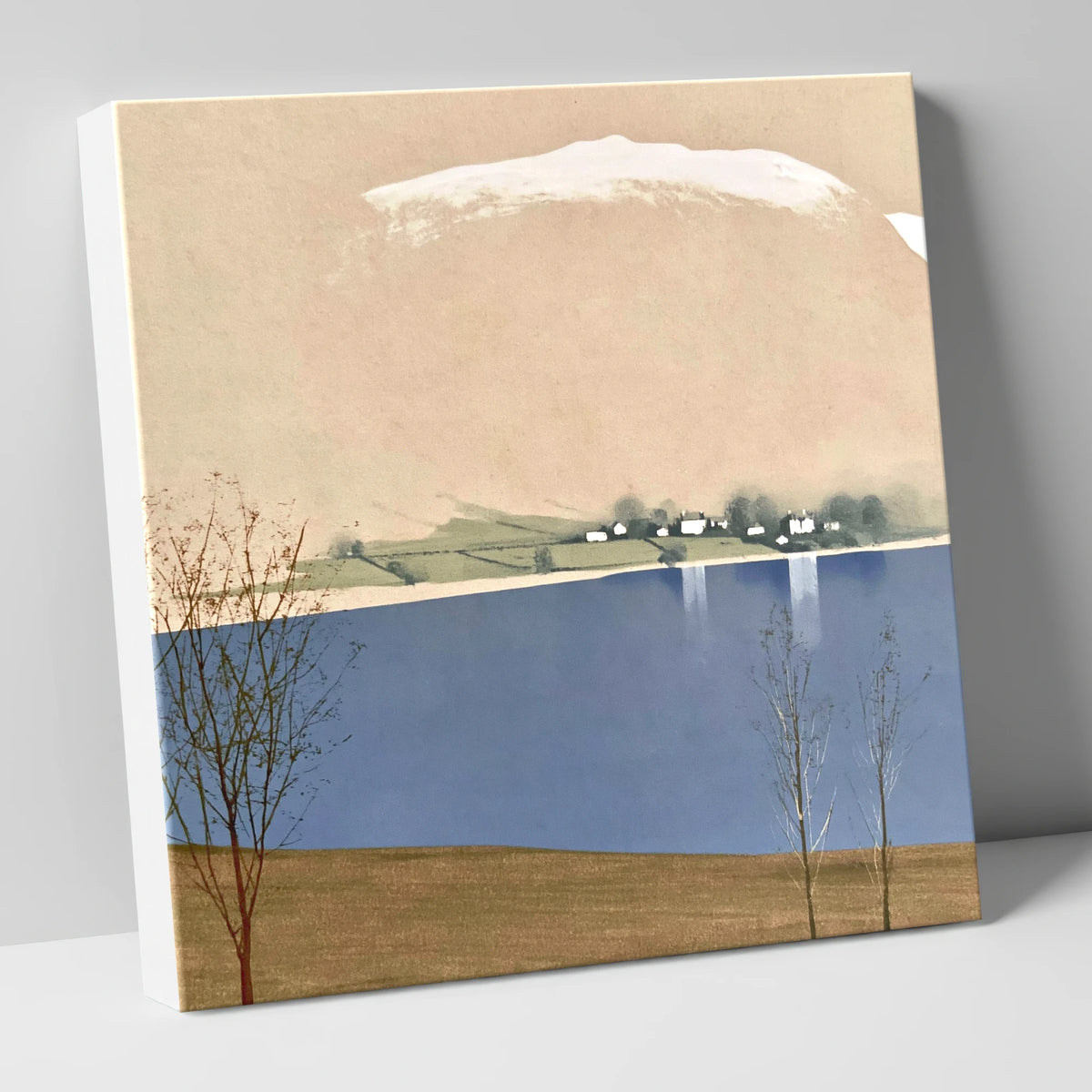 Winter Waters at Pooley Bridge lake district village canvas wall art