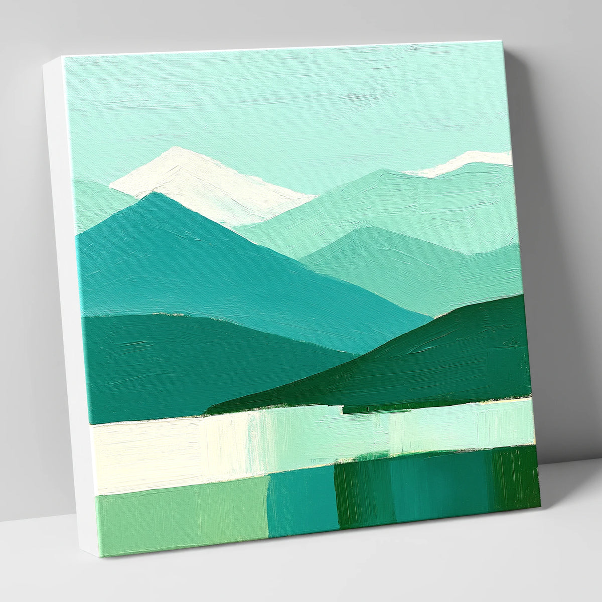 Abstract Teal Scafell Pike lake district fell canvas wall art