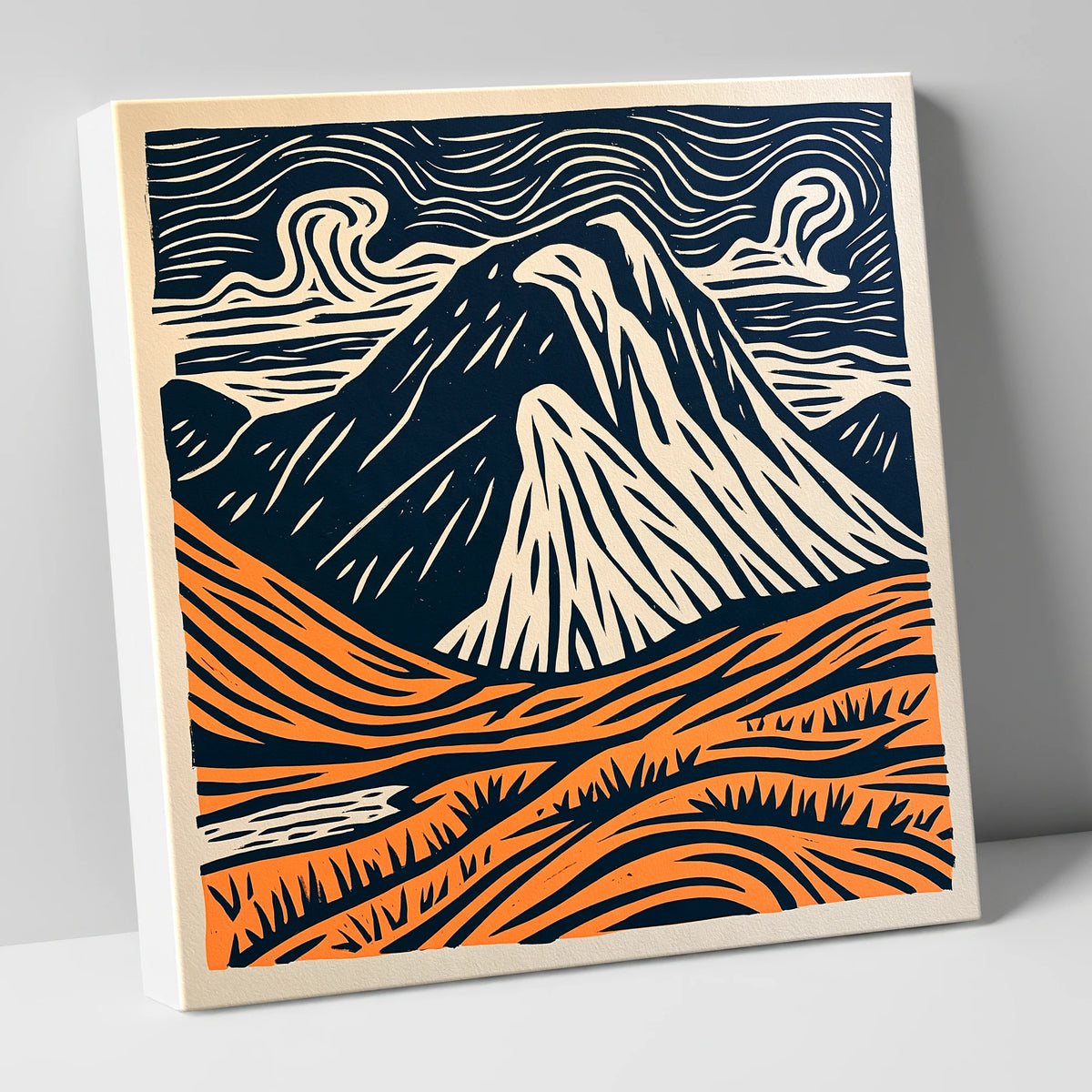 Great Gable in Navy and Orange lake district fell canvas wall art
