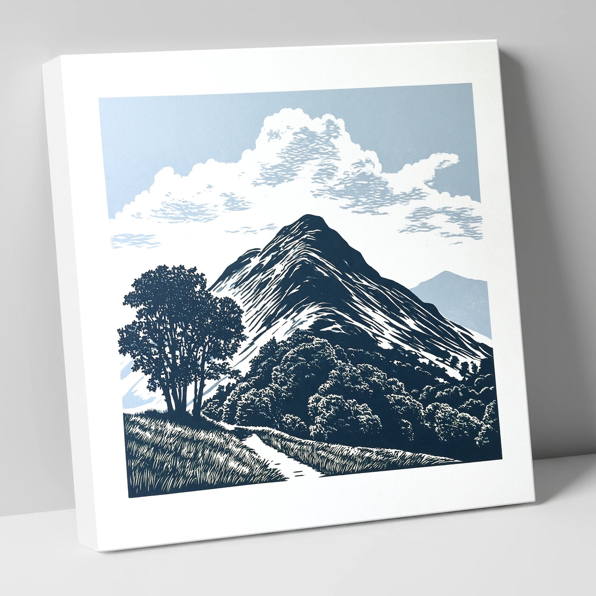 Catbells Fell in Deep Navy lake district fell canvas wall art