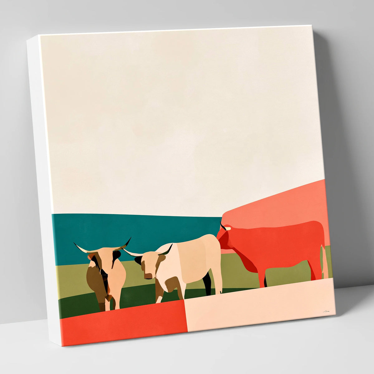 Abstract Highland Cattle and Fells lake district wildlife canvas wall art