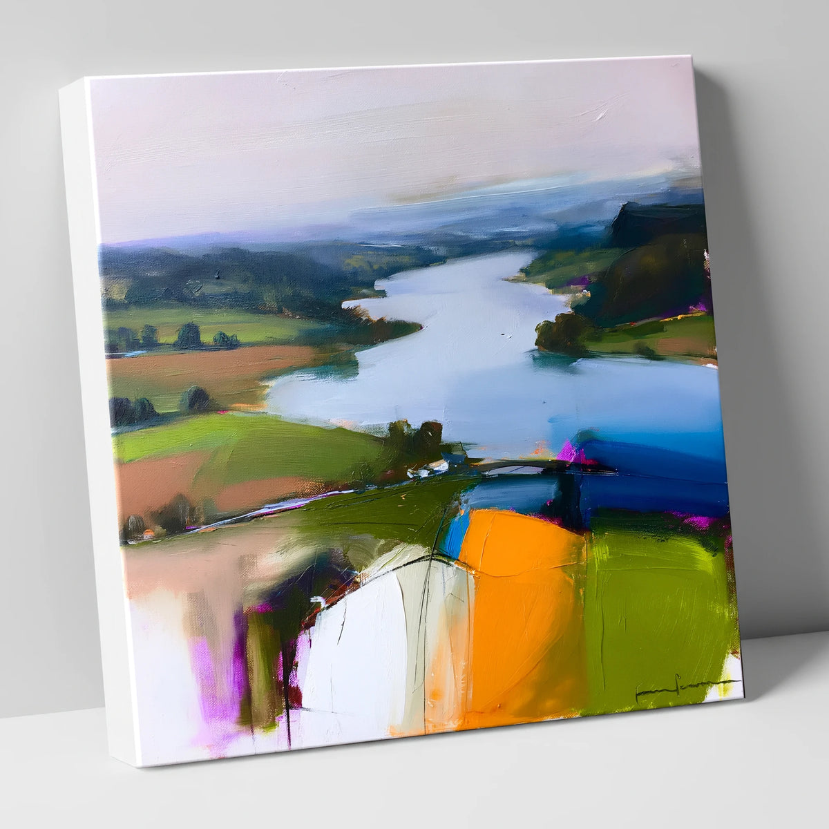 Vibrant Ullswater from Pooley Bridge lake district village canvas wall art