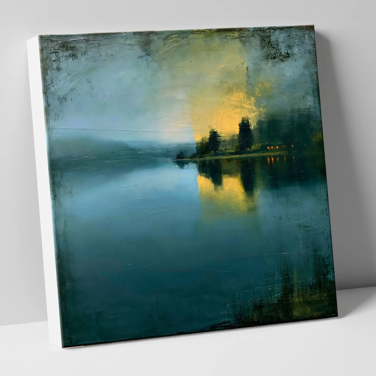 Moody Teal Lake at Dawn lake district lake canvas wall art
