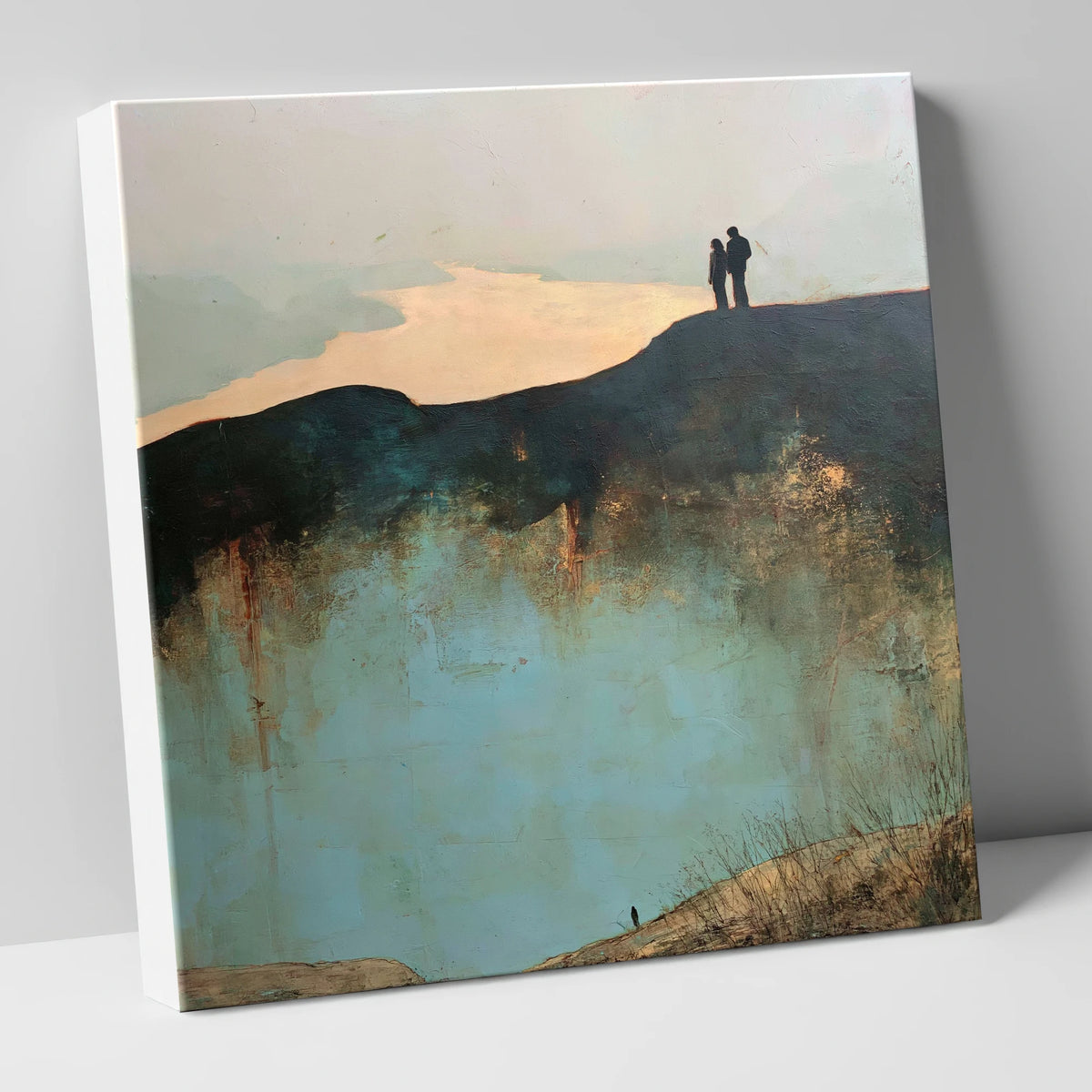 Catbells Ridge Over Golden Water lake district fell canvas wall art