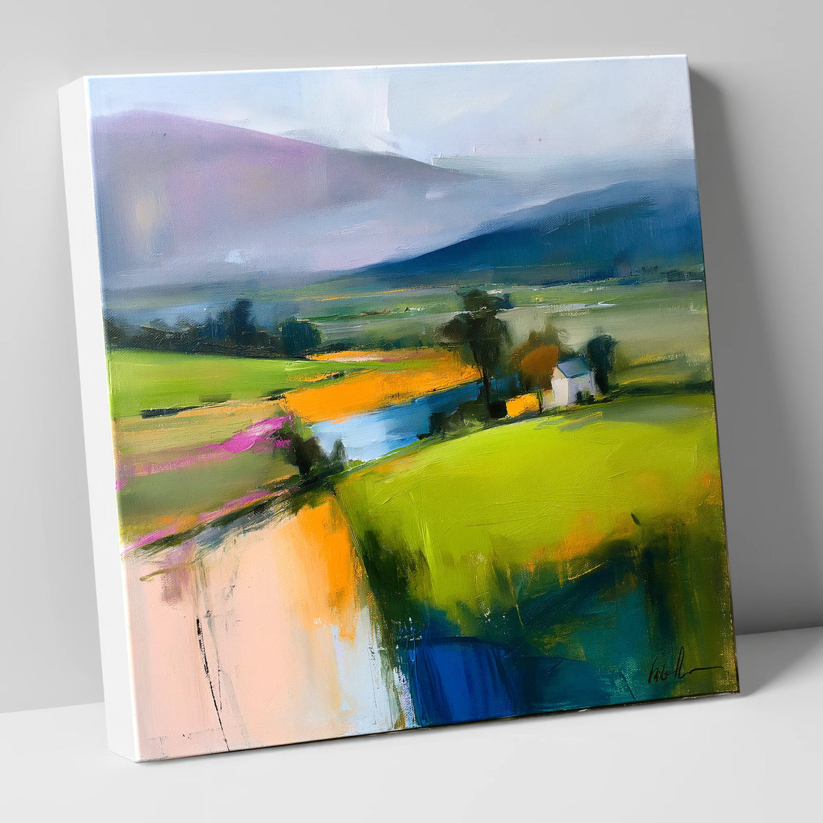Vibrant Patchwork Valley Fields lake district valley canvas wall art