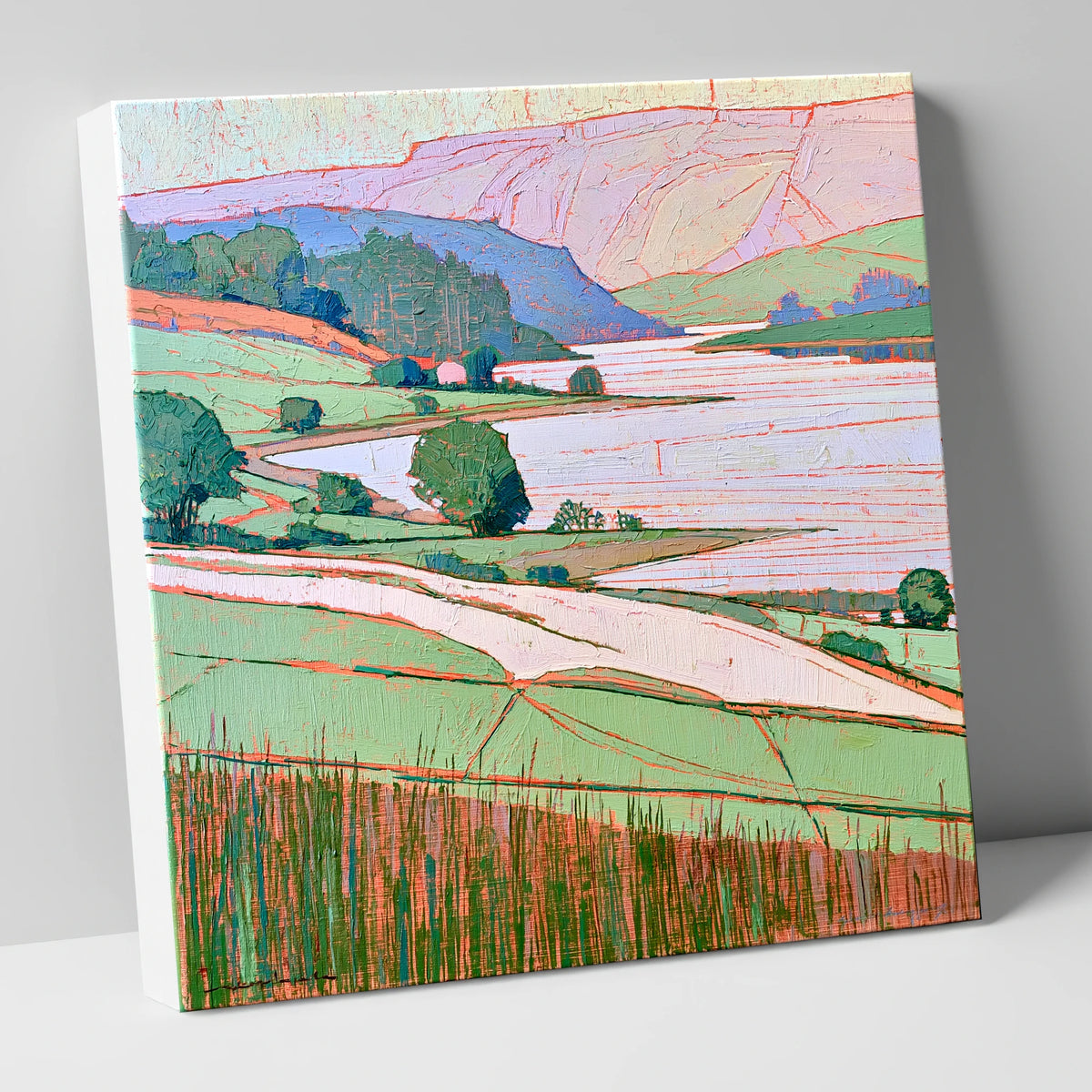 Vibrant Lake And Pastel Fells lake district lake canvas wall art