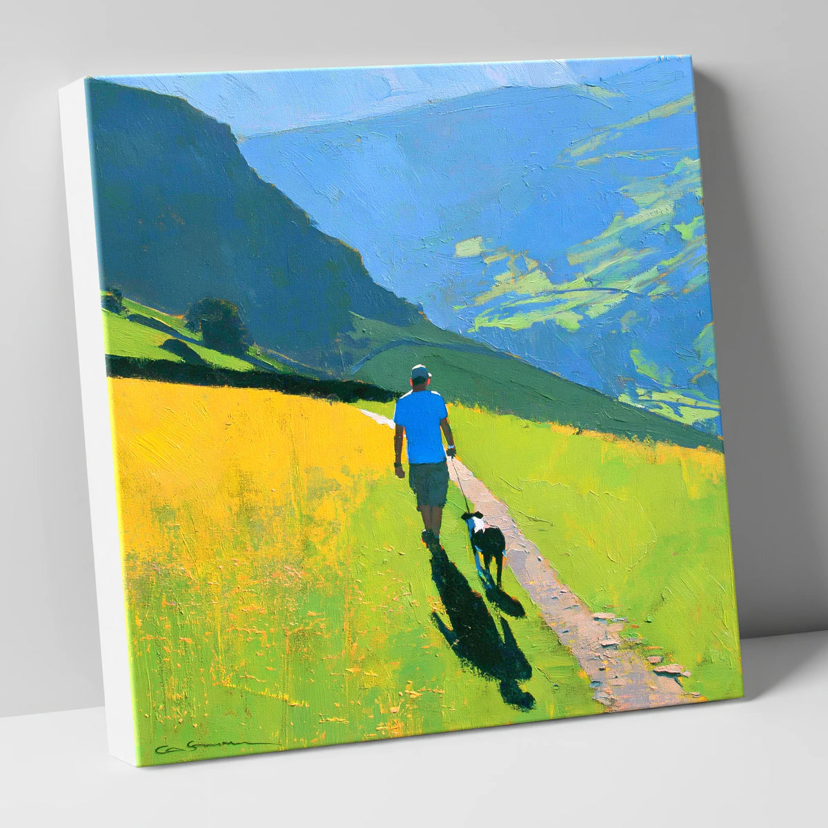 Sunlit Dog Walk Above Patterdale gifts for dog walkers canvas wall art