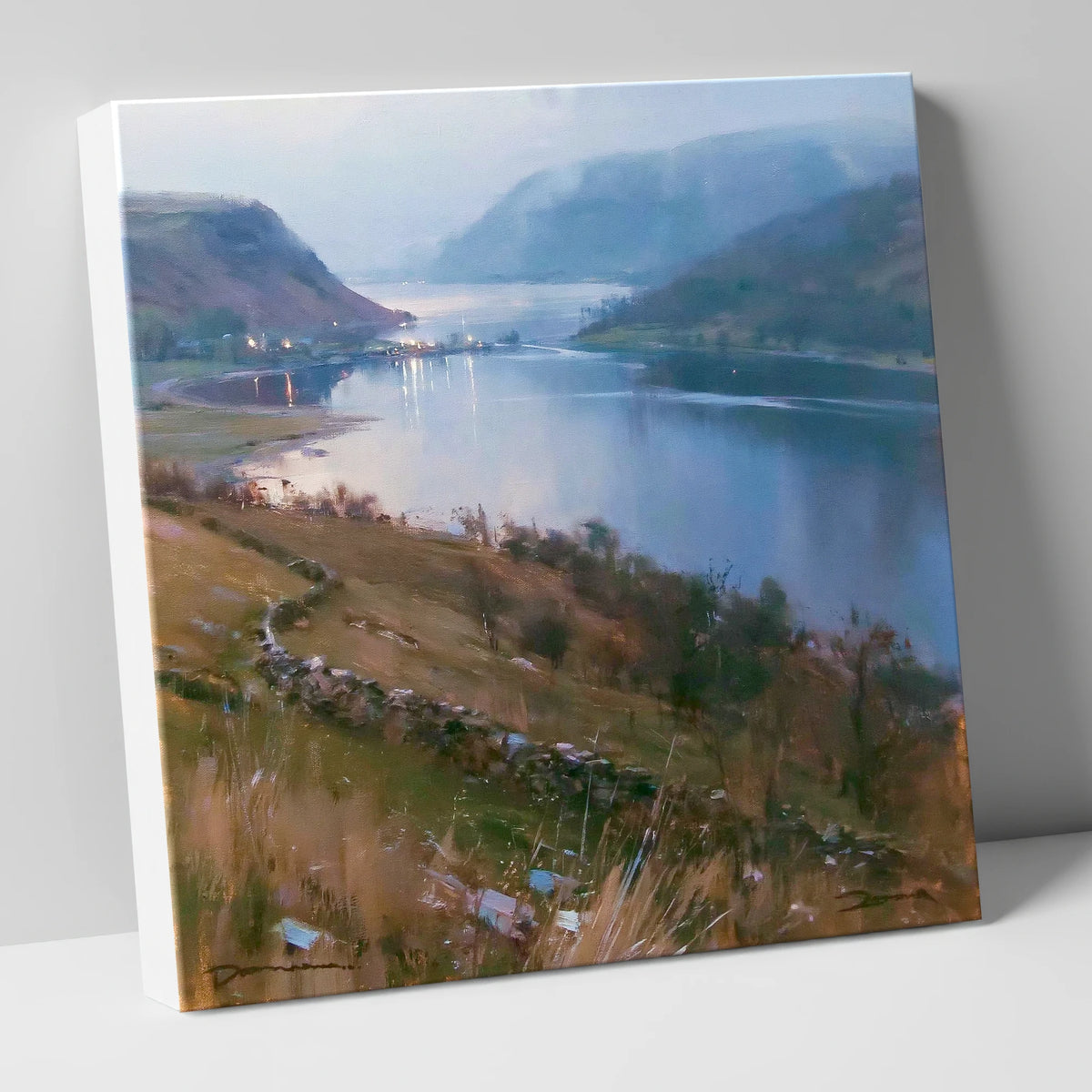 Pooley Bridge Twilight Over Ullswater lake district village canvas wall art