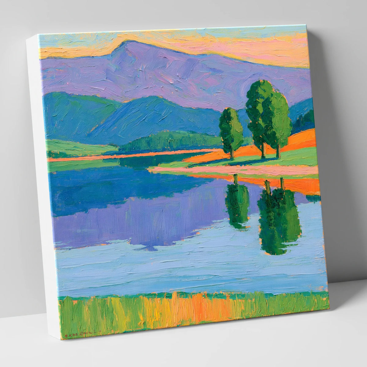 Calm Lake Under Violet Fells lake district lake canvas wall art