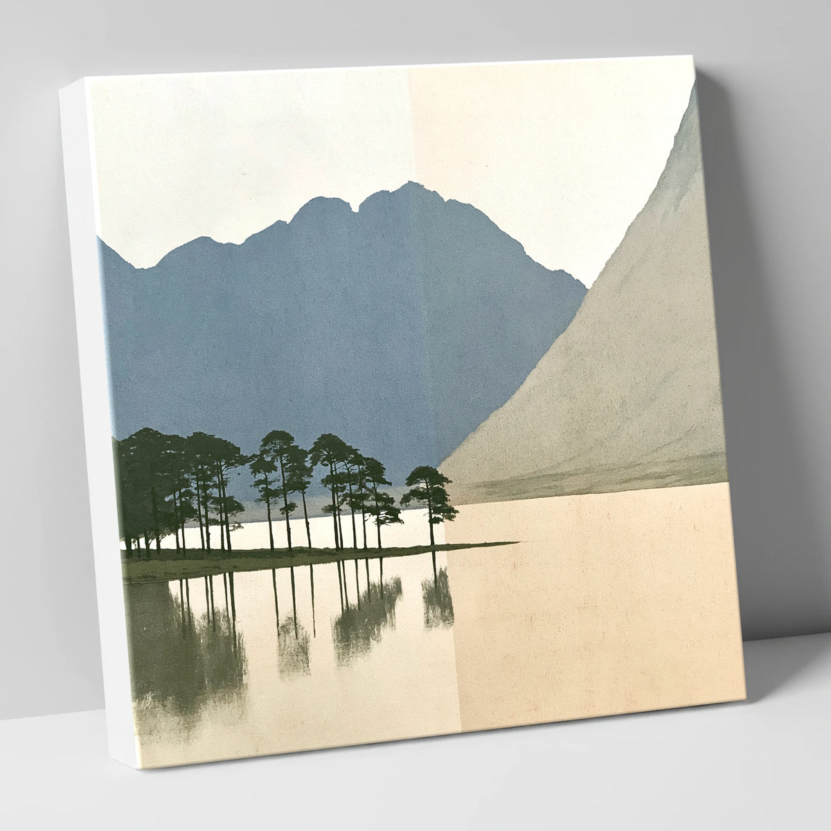 Mirrored Scots Pines at Buttermere lake district lake canvas wall art