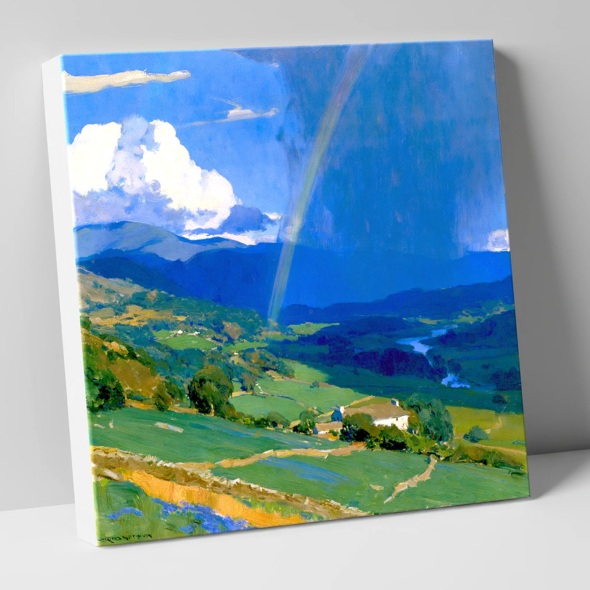 Passing Storm And Valley Rainbow lake district sky canvas wall art