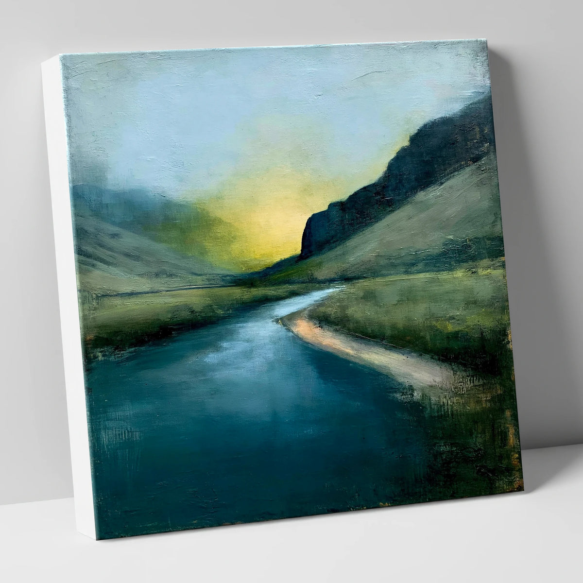 River Valley in Golden Evening lake district sky canvas wall art