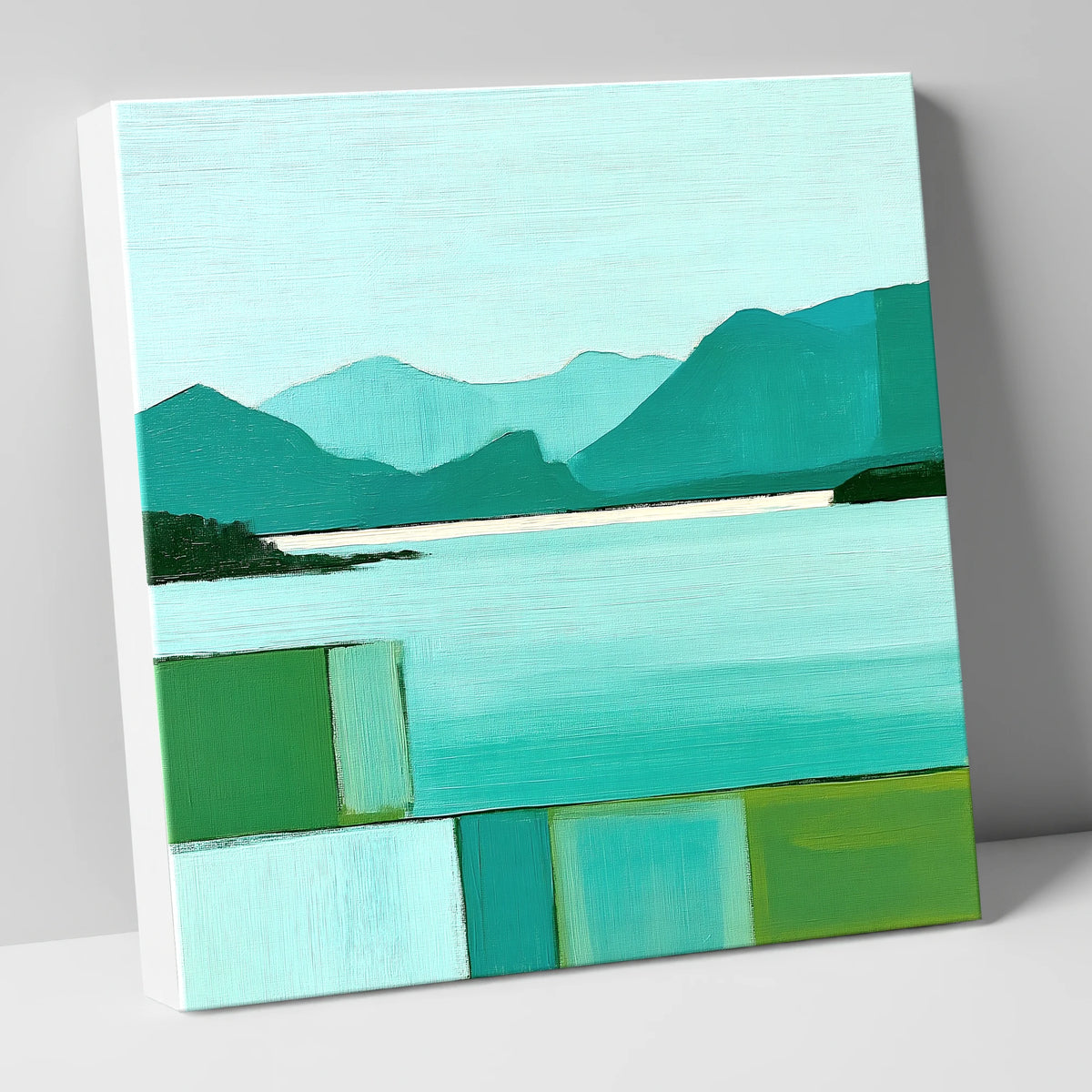 Structural Teal Derwentwater lake district lake canvas wall art
