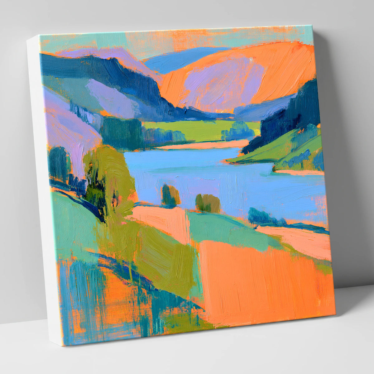Vivid Orange Fells and Lake lake district lake canvas wall art