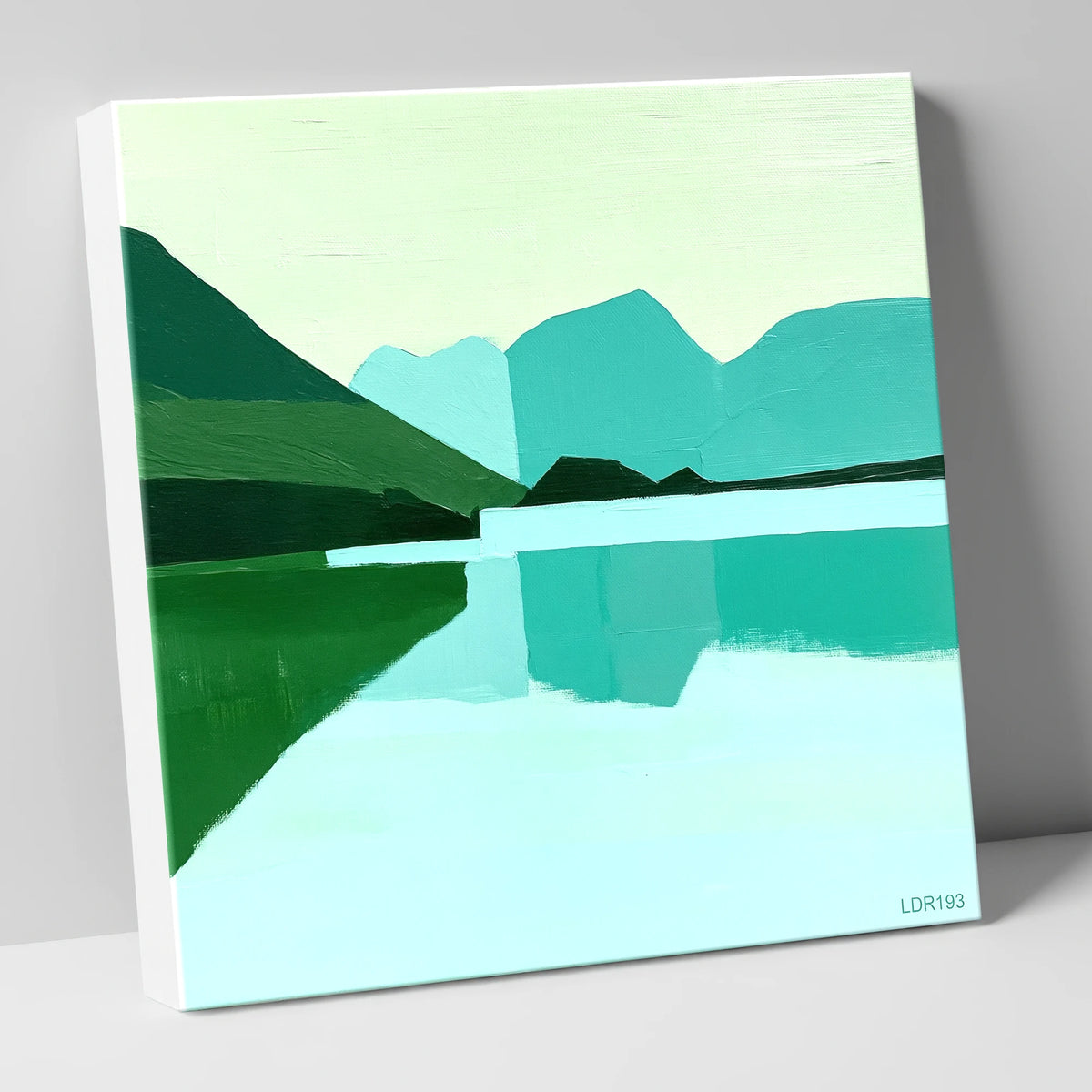 Loweswater Reflections in Bold Teal lake district lake canvas wall art
