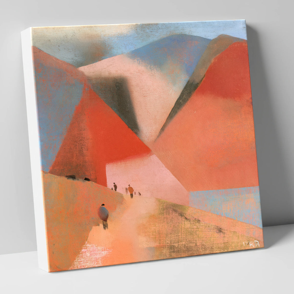 Terracotta Fells and Mountain Walkers lake district walking canvas wall art