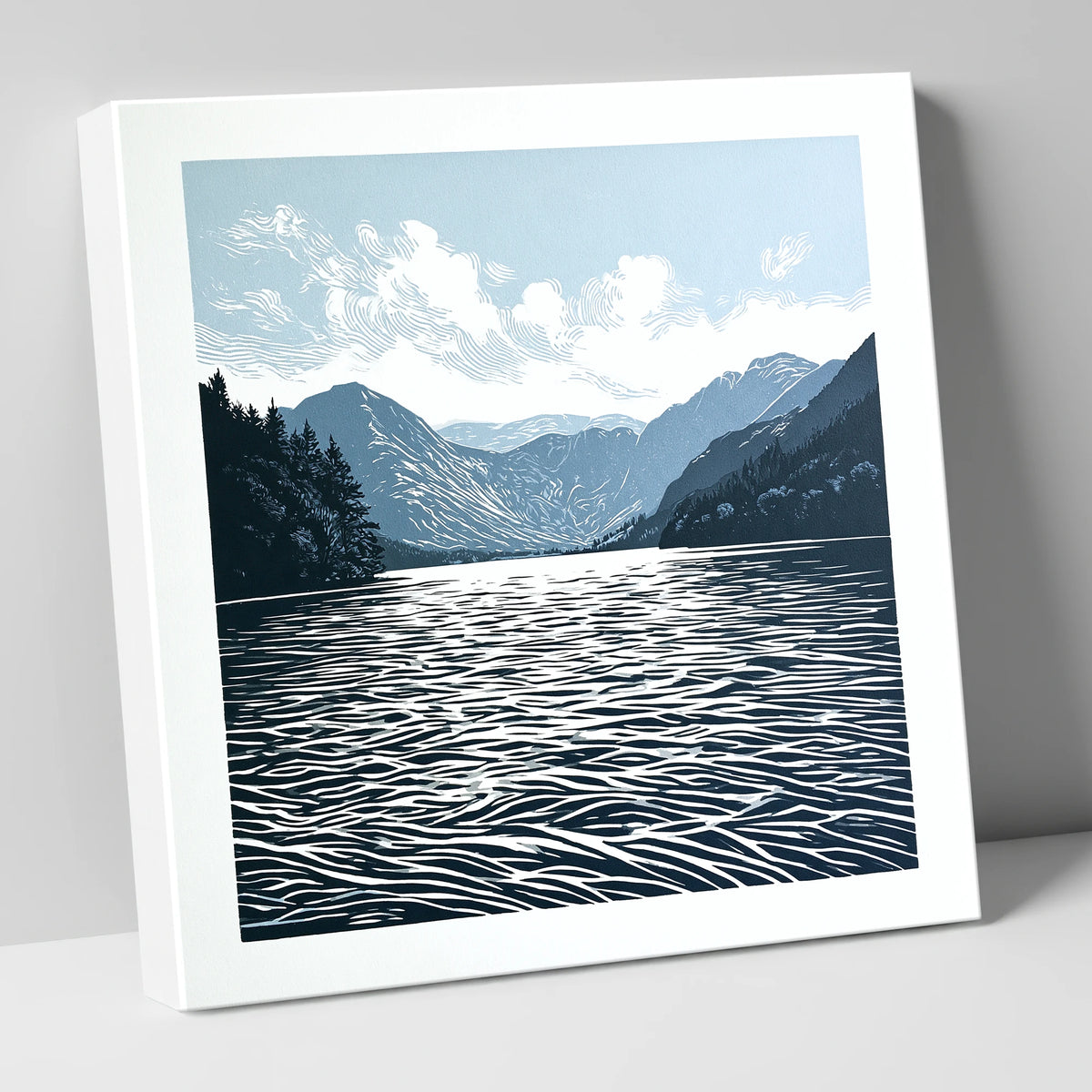 Crummock Water in Deep Navy lake district lake canvas wall art