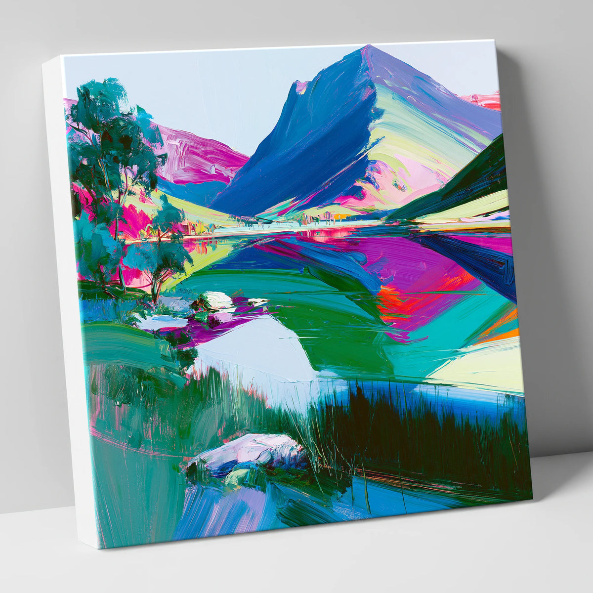 Vivid Lake District Mountain Reflection lake district fell canvas wall art