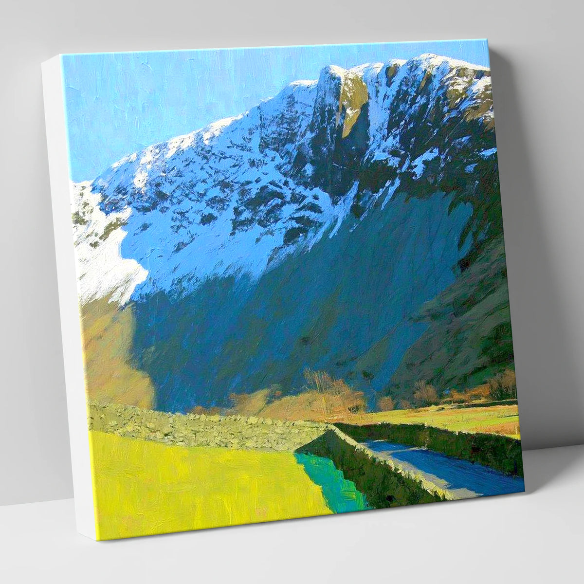 Vibrant Base Brown Snowy Ridge lake district fell canvas wall art